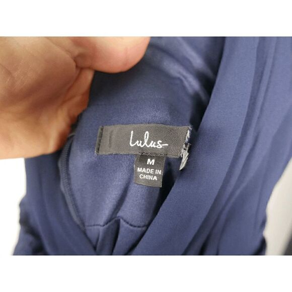 Lulu's Navy Blue V-neck and Back Banded Waist Maxi Formal Dress M - Picture 9 of 9